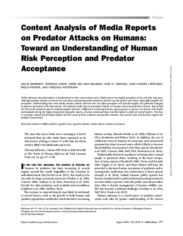 (PDF) Content Analysis of Media Reports on Predator Attacks on Humans ...