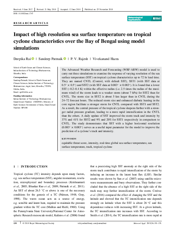 (PDF) Impact of high resolution sea surface temperature on tropical ...