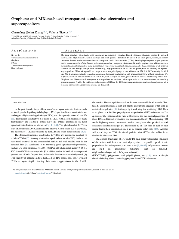 (PDF) Graphene and MXene-based transparent conductive electrodes and ...