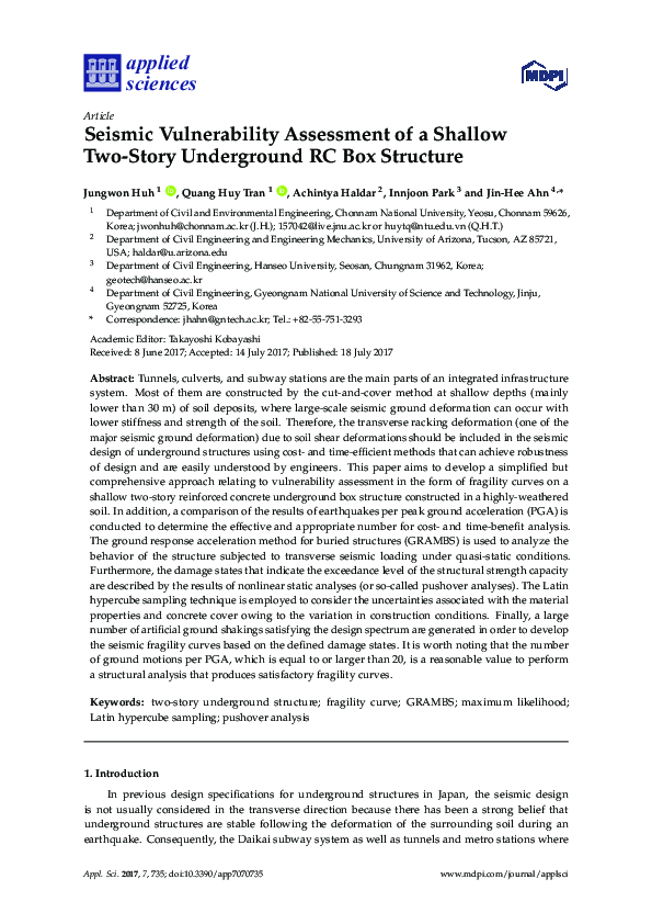 (PDF) Seismic Vulnerability Assessment of a Shallow Two-Story ...