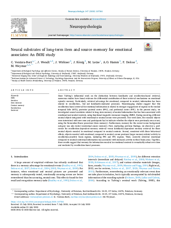 (PDF) Neural substrates of long-term item and source memory for ...