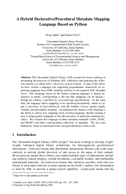 (PDF) A Hybrid Declarative/Procedural Metadata Mapping Language Based ...