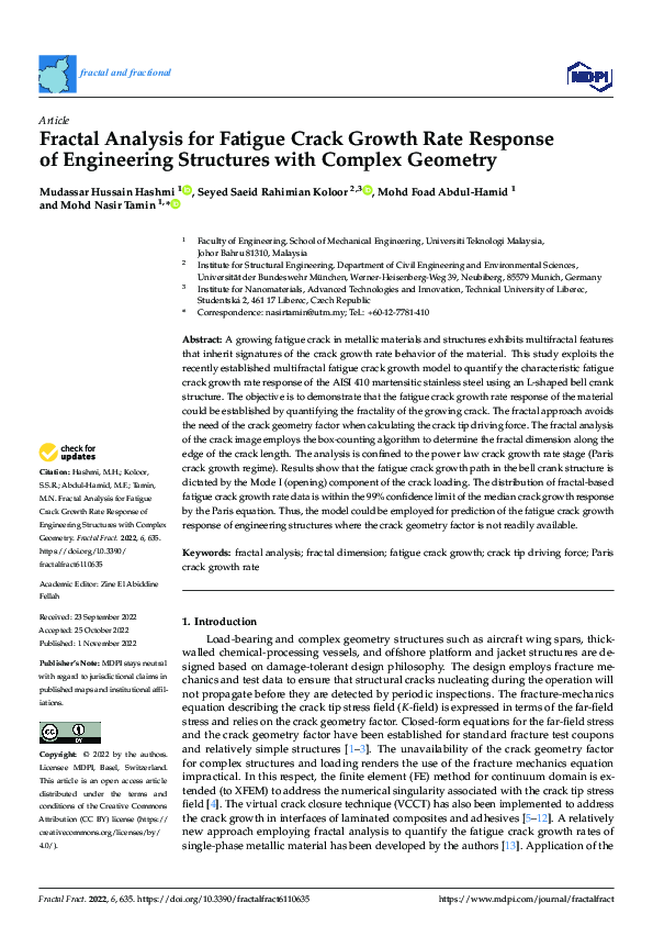 (PDF) Fractal Analysis for Fatigue Crack Growth Rate Response of ...