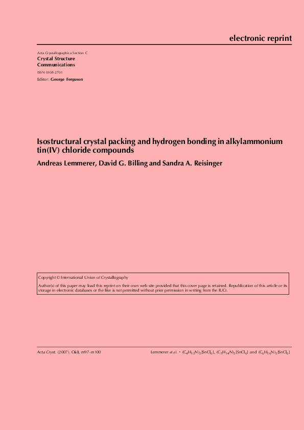 (PDF) 22) Isostructural crystal packing and hydrogen bonding in