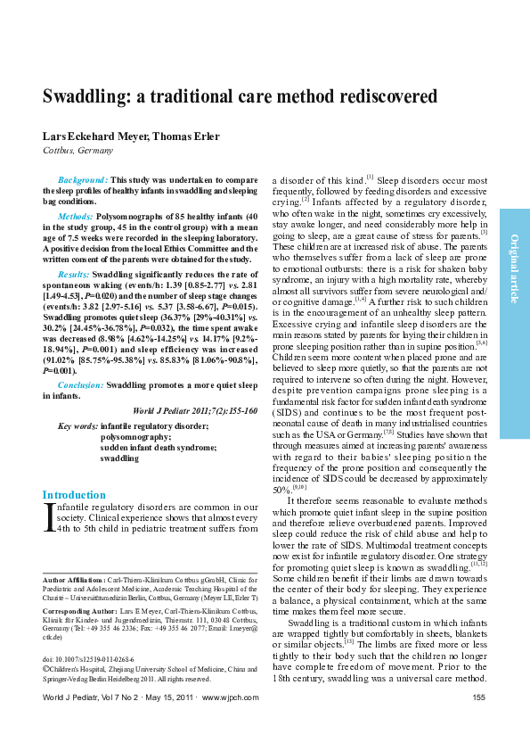 (PDF) Swaddling: a traditional care method rediscovered