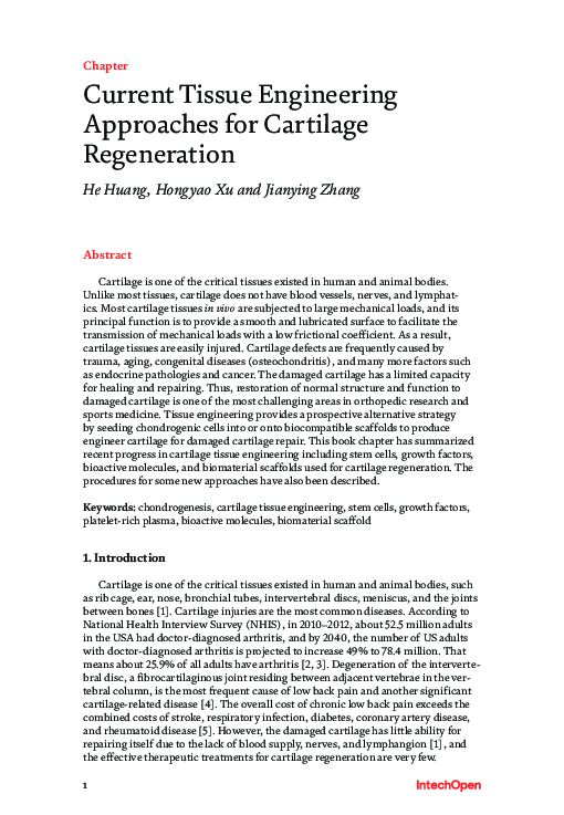 (PDF) Cartilage Tissue Engineering and Regeneration Techniques