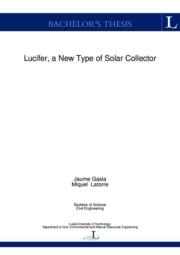 (PDF) Lucifer, a New Type of Solar Collector