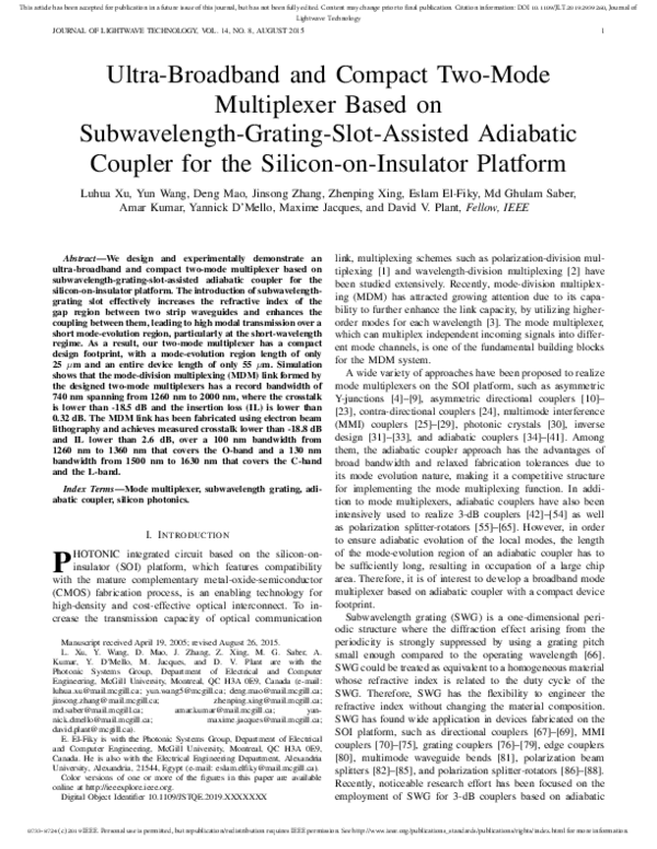 (PDF) Ultra-Broadband and Compact Two-Mode Multiplexer Based on ...