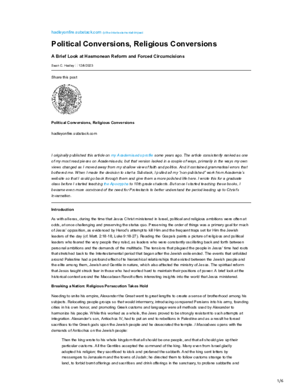 (PDF) Political Conversions, Religious Conversions: A Brief Look at ...