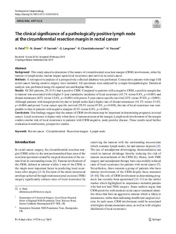 (PDF) The clinical significance of a pathologically positive lymph node ...
