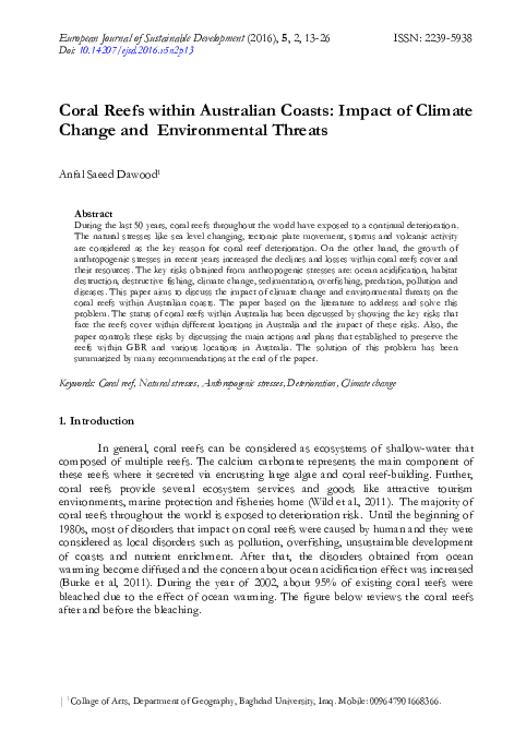 (PDF) Coral Reefs within Australian Coasts: Impact of Climate Change ...