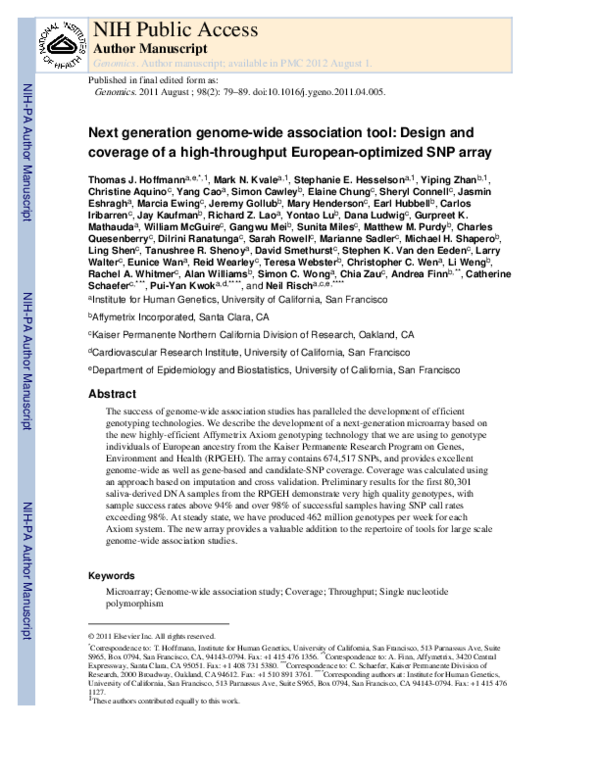 (PDF) Next generation genome-wide association tool: Design and coverage ...