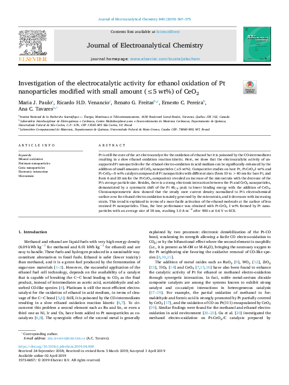 (PDF) Investigation of the electrocatalytic activity for ethanol ...