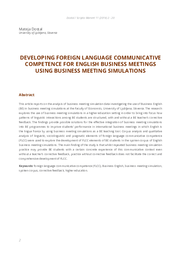 (PDF) Developing Foreign Language Communicative Competence for English ...