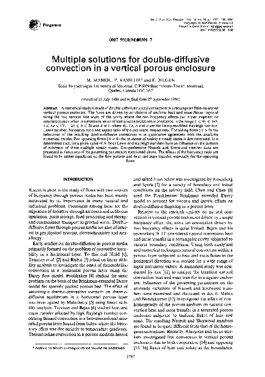 (PDF) Multiple solutions for double diffusive convection in a shallow ...