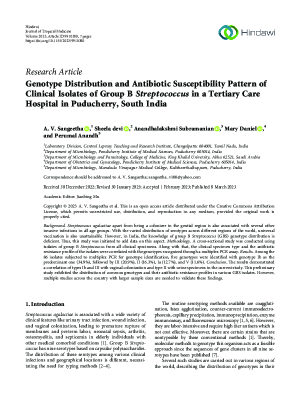(PDF) Genotype Distribution and Antibiotic Susceptibility Pattern of ...