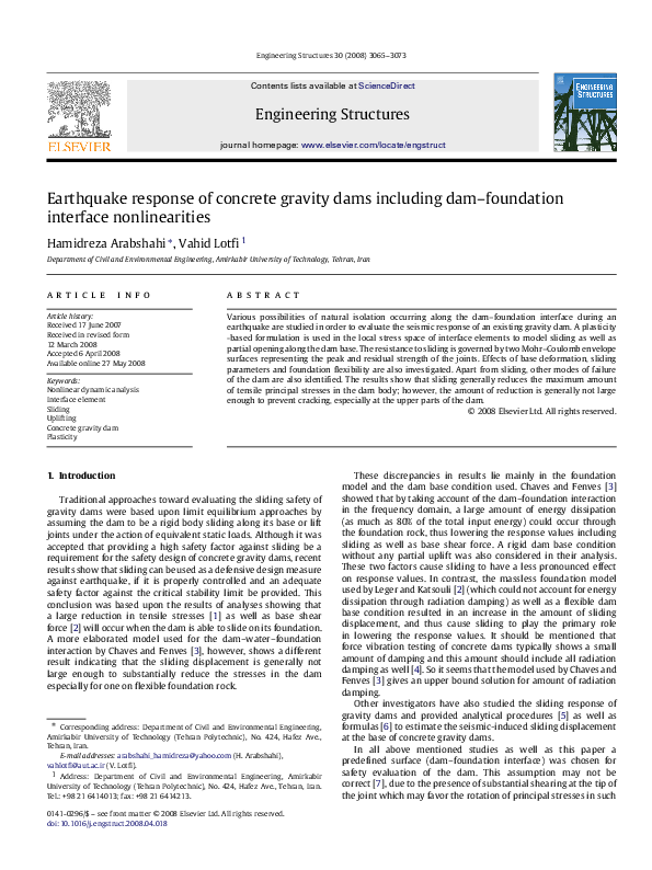 (PDF) Earthquake response of concrete gravity dams including dam ...