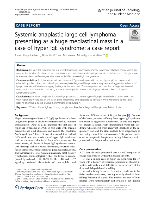 (PDF) Systemic anaplastic large cell lymphoma presenting with cutaneous ...
