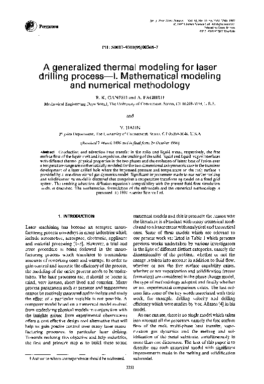 (PDF) A generalized thermal modeling for laser drilling process—II ...