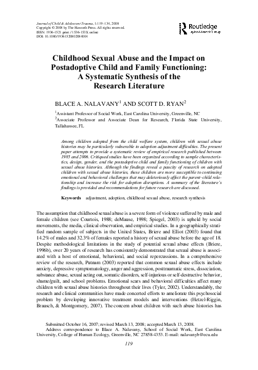 (PDF) Childhood Sexual Abuse and the Impact on Postadoptive Child and ...