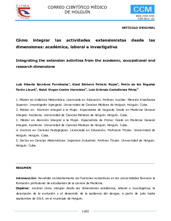 Cómo integrar las actividades extensionistas desde las dimensiones: académica, laboral e investigativa