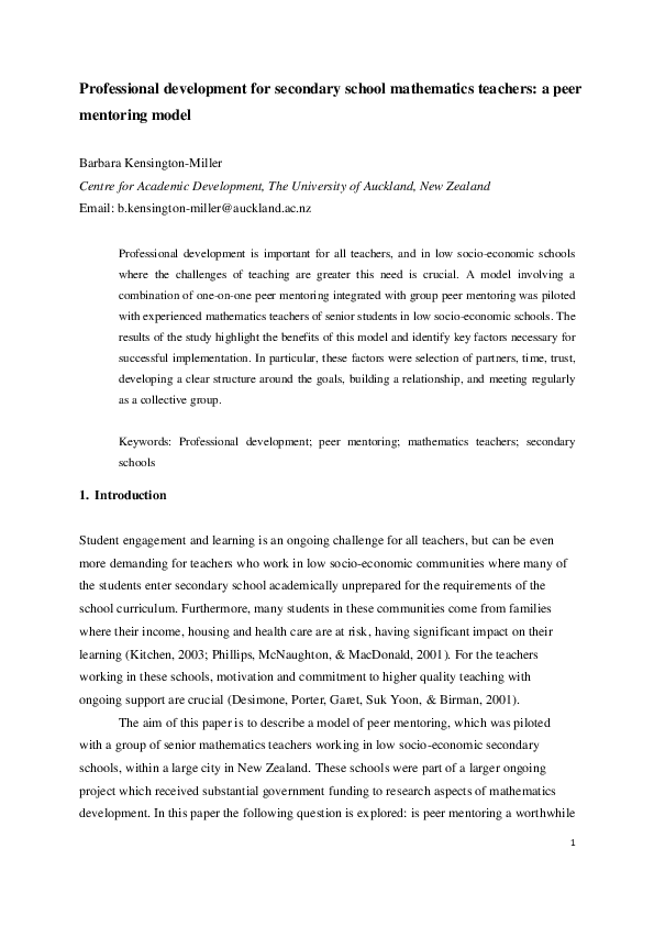 (PDF) Professional Development for Secondary School Mathematics ...