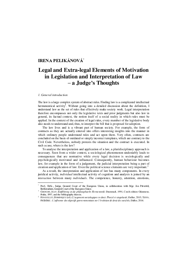 (PDF) Legal and extra-legal elements of motivation in legislation and ...
