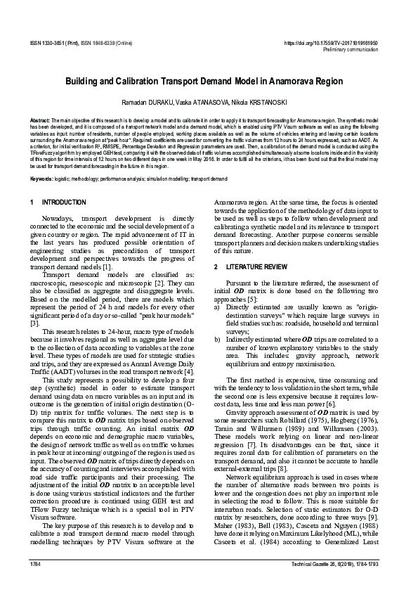 (PDF) Transport Demand Model for Anamorava Region