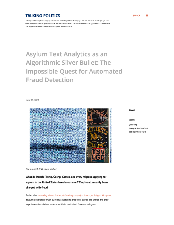 (PDF) Asylum Text Analytics as an algorithmic silver bullet: The ...