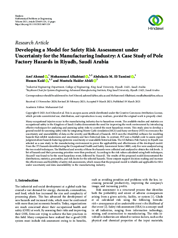(PDF) Developing a Model for Safety Risk Assessment under Uncertainty ...