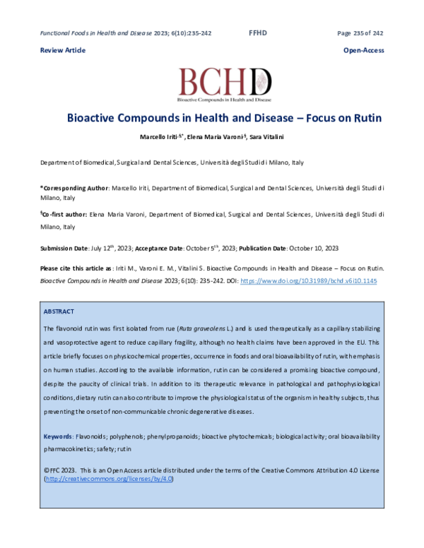 (PDF) Bioactive Compounds in Health and Disease - Focus on Rutin