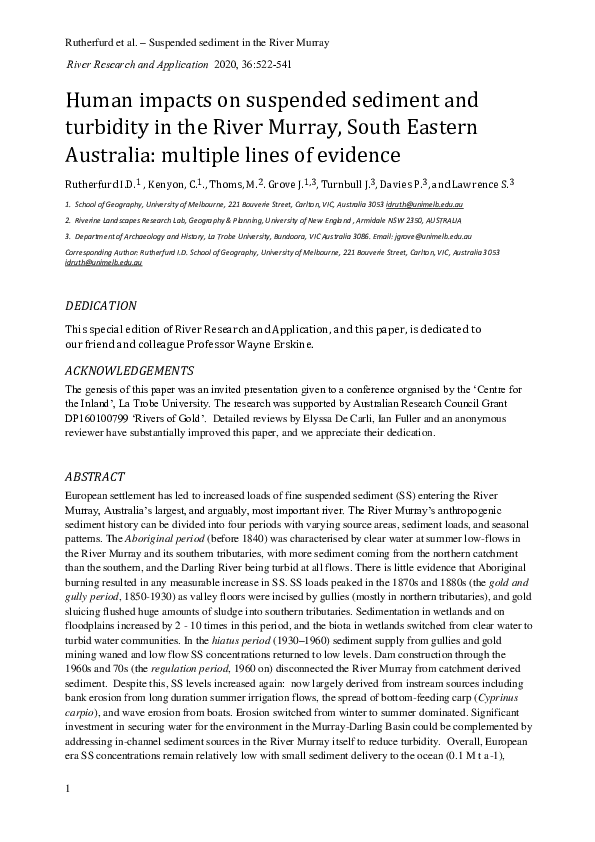 (PDF) Human impacts on suspended sediment and turbidity in the River ...