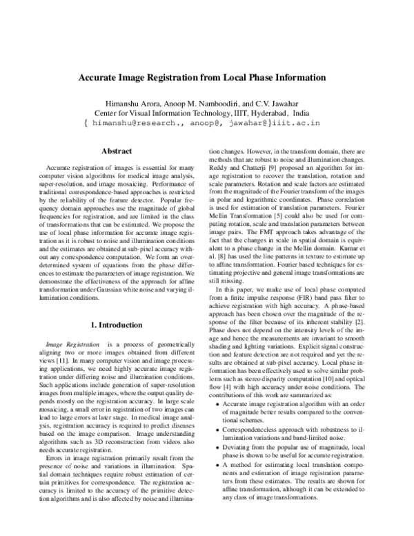(PDF) Accurate image registration from local phase information