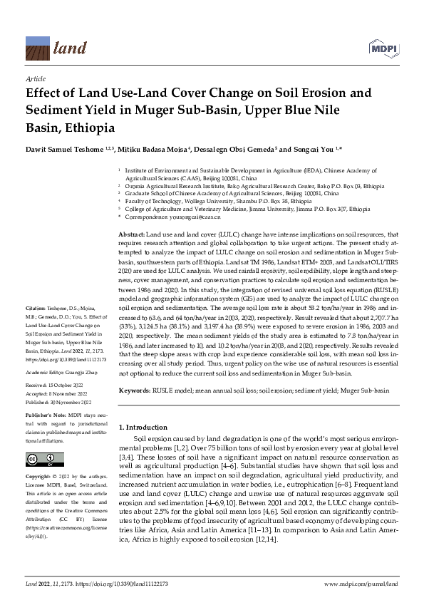 (PDF) Effect of land use land cover change on soil erosion potential in ...