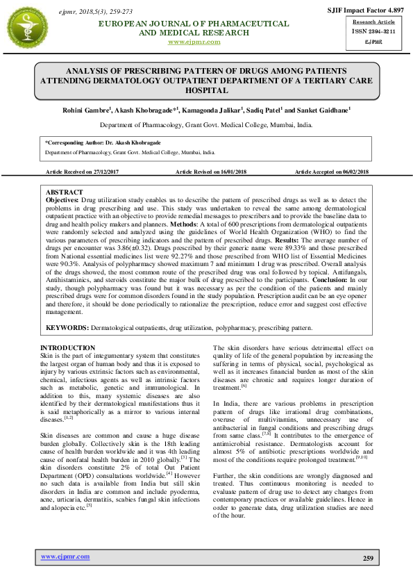 (PDF) Analysis of Prescribing Pattern of Drugs Among Patients Attending ...