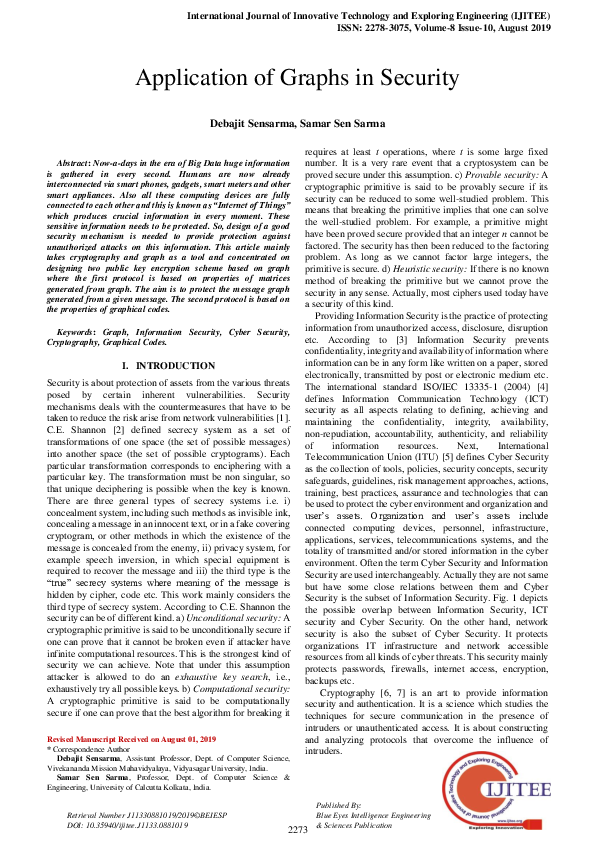(PDF) Application of Graphs in Security