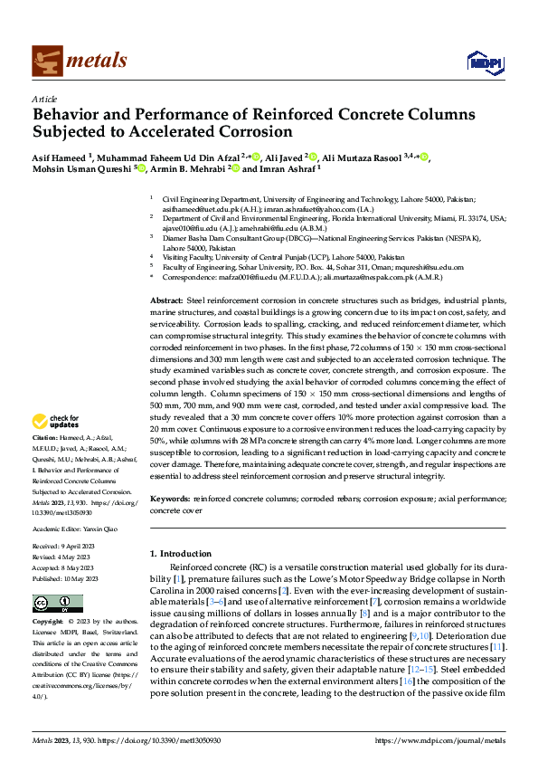 (PDF) Behavior and Performance of Reinforced Concrete Columns Subjected ...