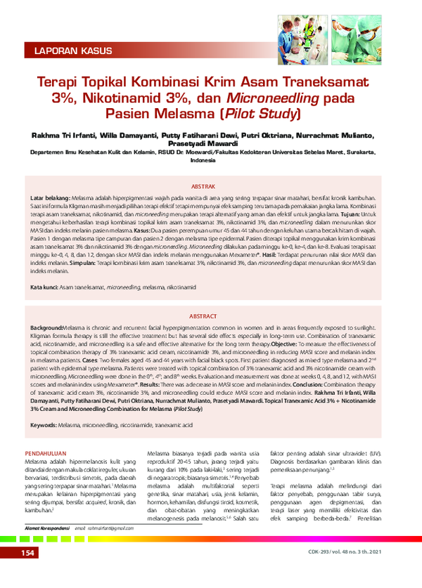 (PDF) Terapi Topikal Kombinasi Krim AsamTraneksamat 3%, Nikotinamid 3% ...