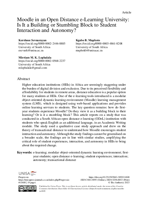 (PDF) Moodle in an Open Distance e-Learning University: Is It a ...