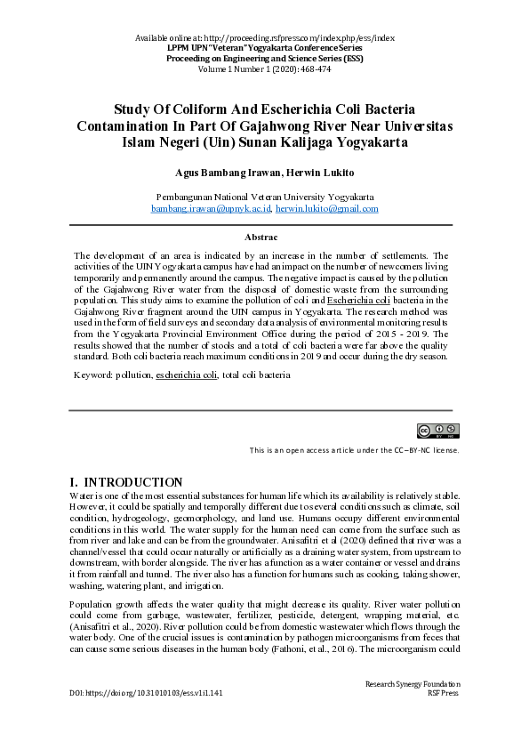 (PDF) Study Of Coliform And Escherichia Coli Bacteria Contamination In ...