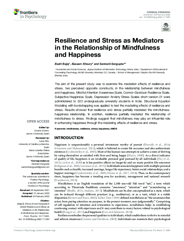 (PDF) Resilience and Stress as Mediators in the Relationship of ...
