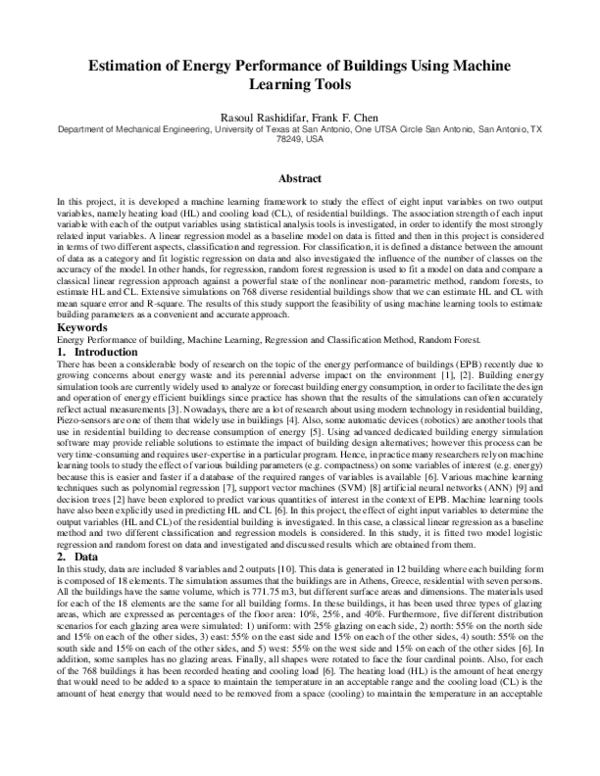 (PDF) Estimation of Energy Performance of Buildings Using Machine ...