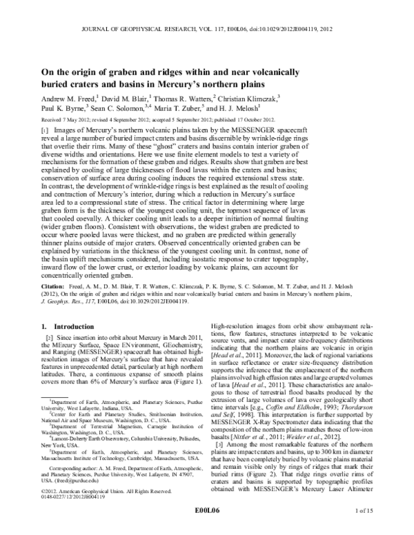(PDF) On the origin of graben and ridges within and near volcanically ...