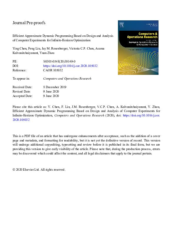 (PDF) Efficient approximate dynamic programming based on design and ...