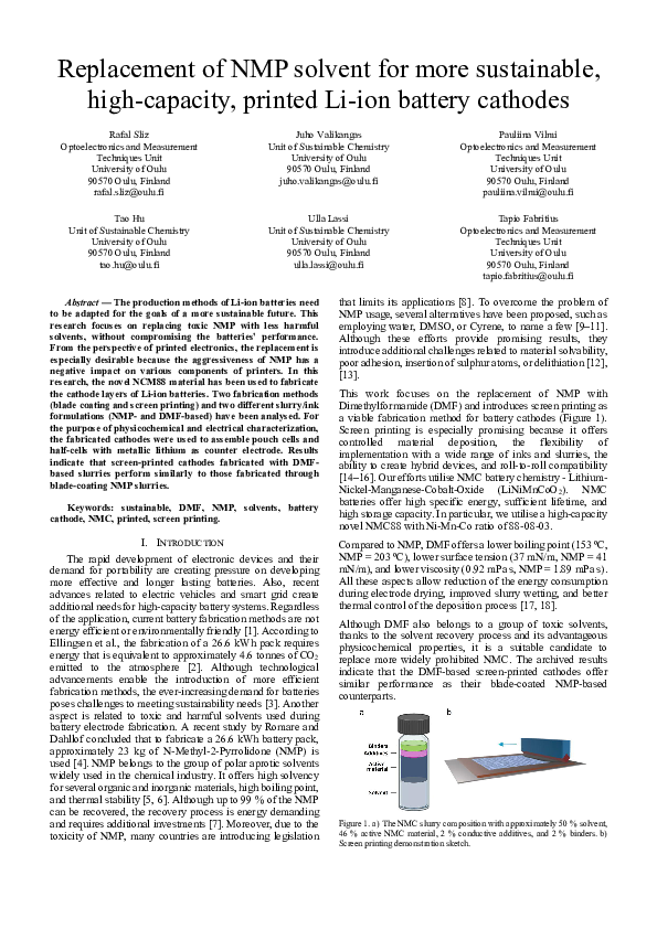 (PDF) Replacement of NMP solvent for more sustainable, high-capacity ...