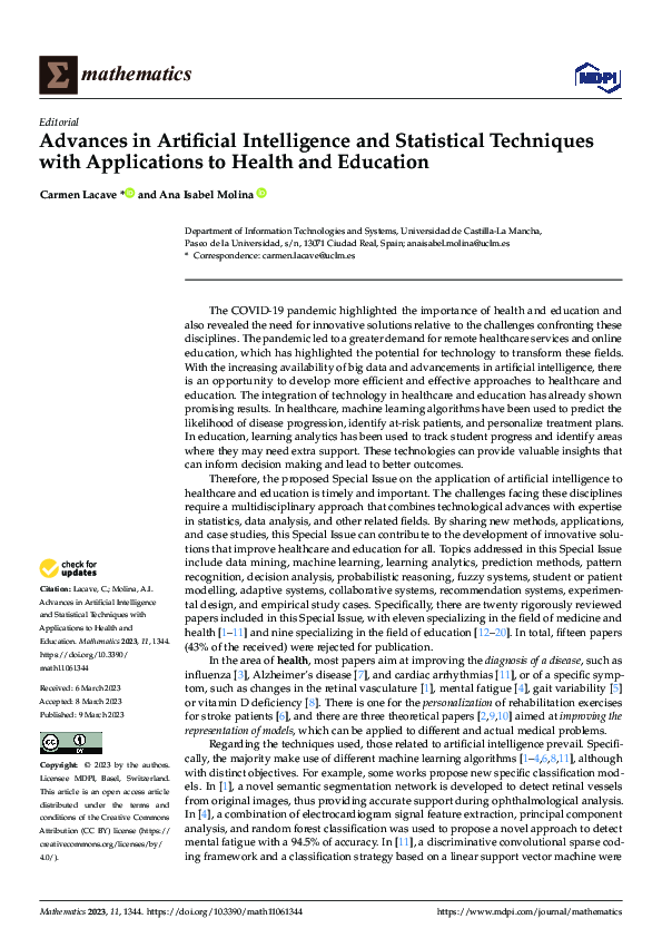 (PDF) Advances in Artificial Intelligence and Statistical Techniques ...