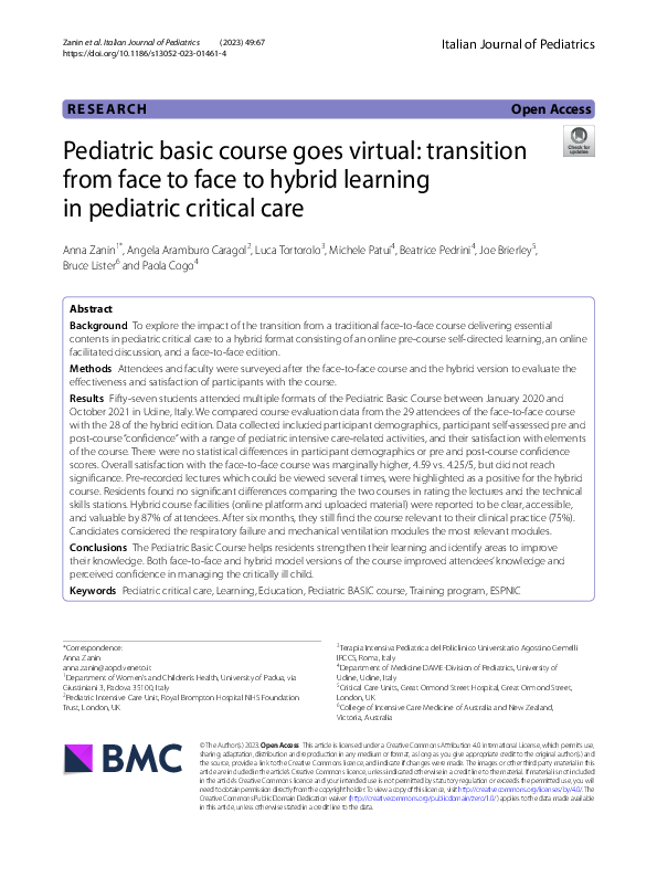 (PDF) Pediatric basic course goes virtual: transition from face to face ...
