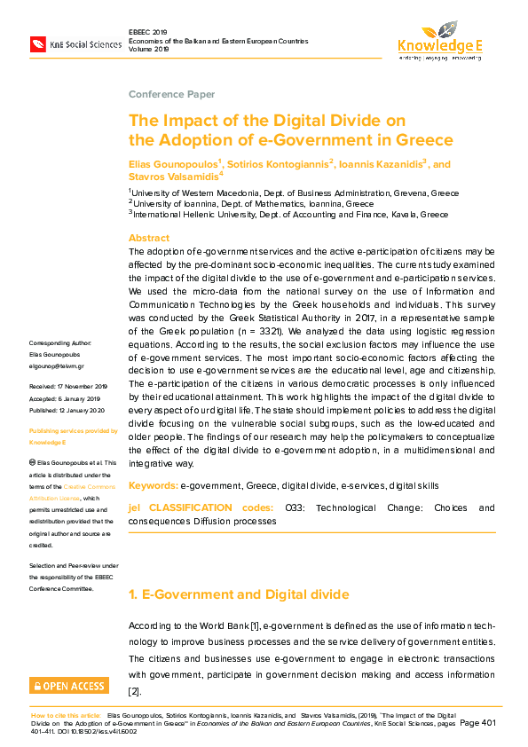 (PDF) The Impact of the Digital Divide on the Adoption of e-Government ...