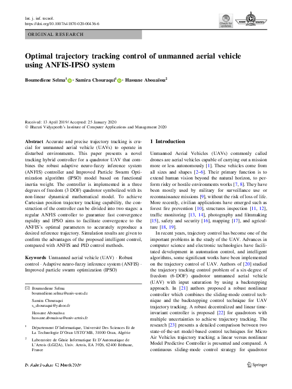 (PDF) Optimal trajectory tracking control of unmanned aerial vehicle ...
