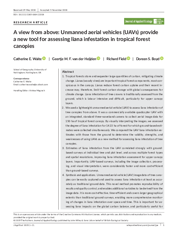(PDF) A view from above: Unmanned aerial vehicles (UAVs) provide a new ...
